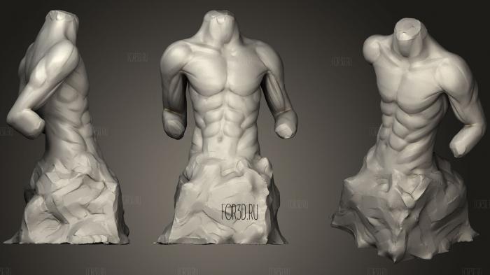 Sculpture of the male torso stl model for CNC